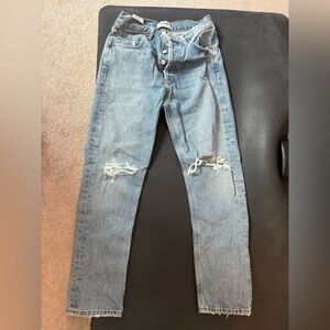 Agolde Light Blue Distressed Skinny Jeans